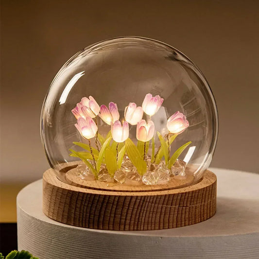 Tulip Flower Night Light With Glass Cover